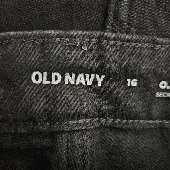 Old Navy OG Straight Denim Shorts Black Jack High Rise Rolled Cuffed - Picture 4 of 6